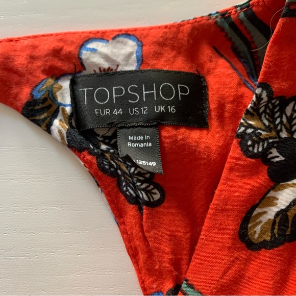 Topshop | Red Hawaiian pattern | Low cut and open back | Short sleeve blouse - Picture 8 of 9